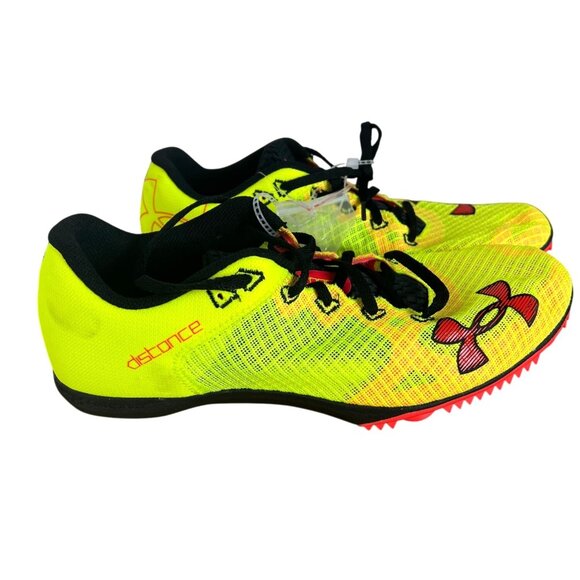 Under Armour Unixes Sprint Spikes Shoes Neon Yellow/Red Size Mens 11.5/Womens 13 - Picture 4 of 13